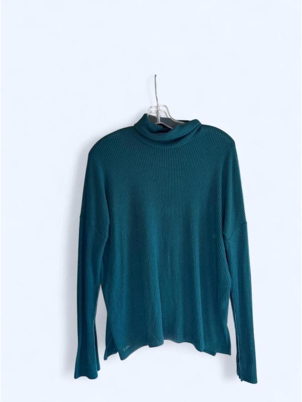 Aerie teal  ribbed turtleneck with small split on sides Size XS